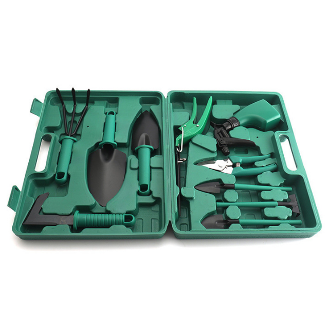 10 Uds. Kit de jardinería resistente con organizador de almacenamiento herramientas de mano de jardín tijeras rastrillos pala (ESG15797)