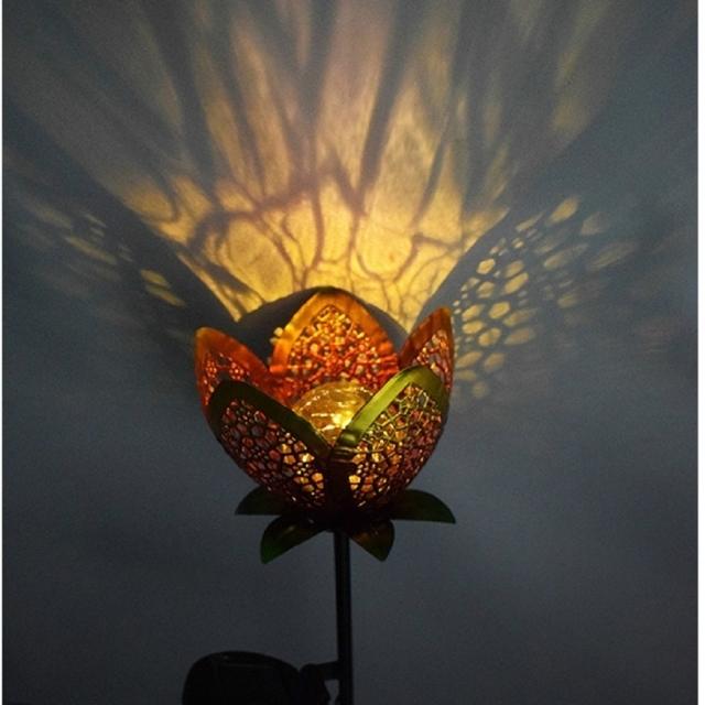 Luz solar para césped con forma de flor, lámpara para césped con paisaje exterior enchufable (ESG18467)