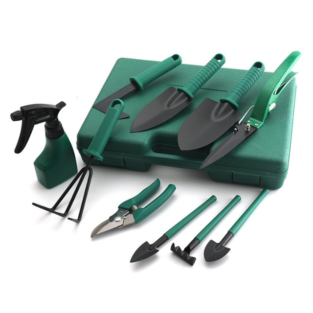 10 Uds. Kit de jardinería resistente con organizador de almacenamiento herramientas de mano de jardín tijeras rastrillos pala (ESG15797)