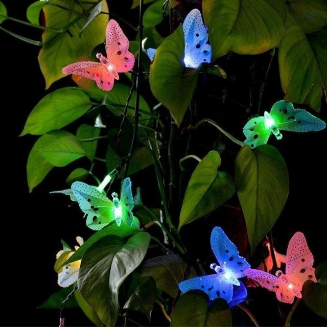  Luces de hadas con energía solar Decoración de fiesta multicolor impermeable en forma de mariposa (ESG19724)